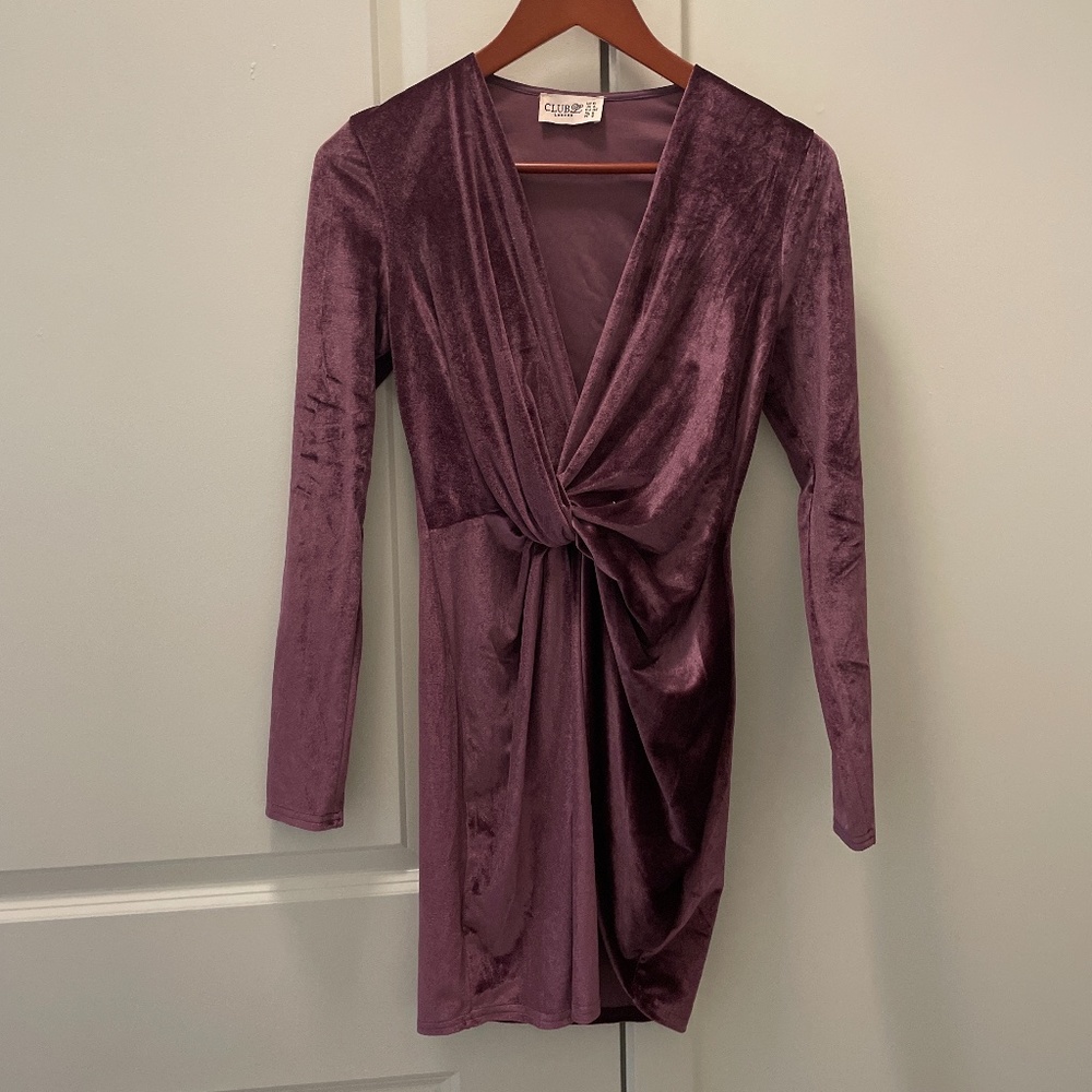 CLUB L Long sleeve Velour Mini Dress